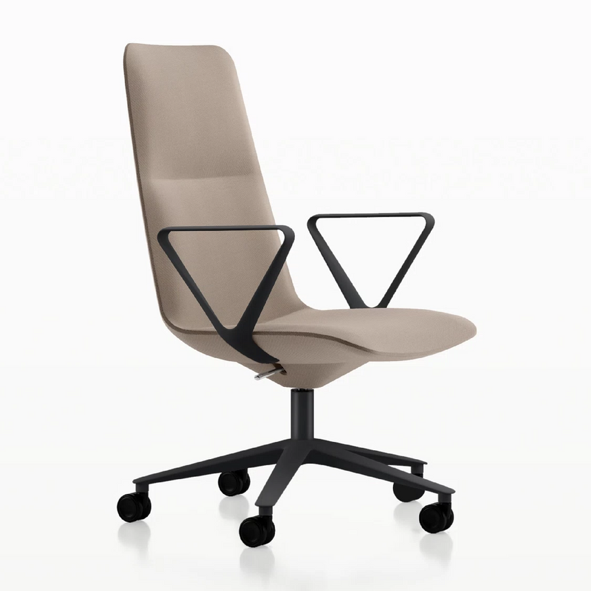 Upholstered Slim Desk Chair with Armrest | Alias | Italianfurniture.com