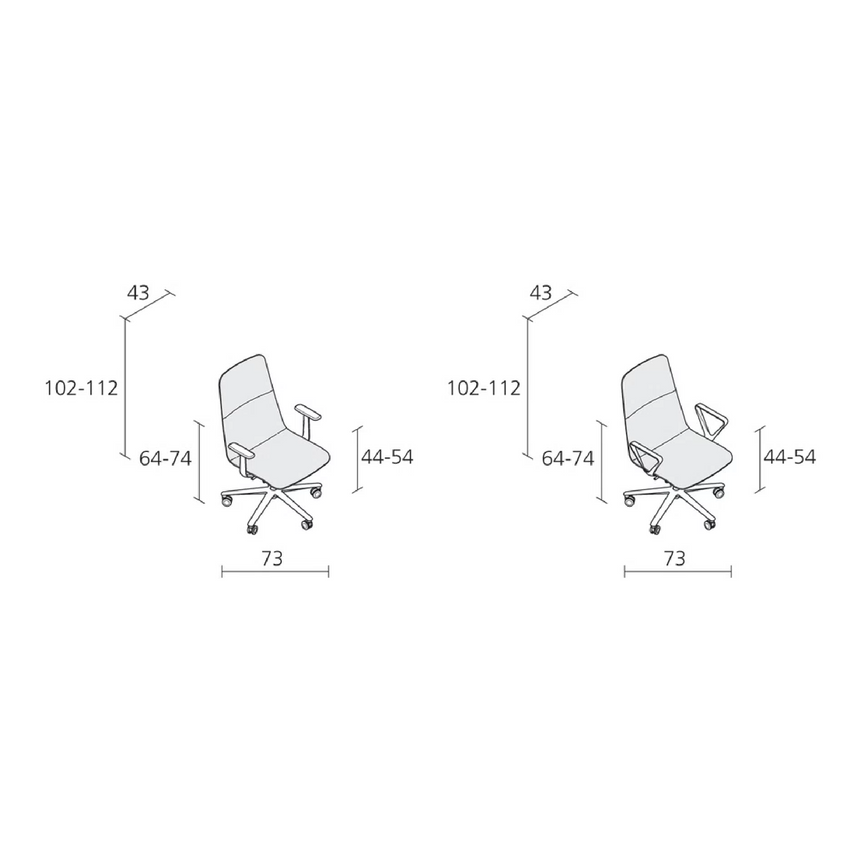 Upholstered Slim Desk Chair with Armrest | Alias | Italianfurniture.com