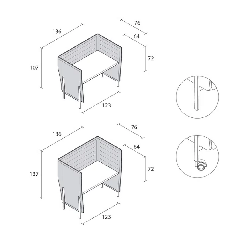 Fabric Covered Panel Desk S | Alias Eleven | Italianfurniture.com