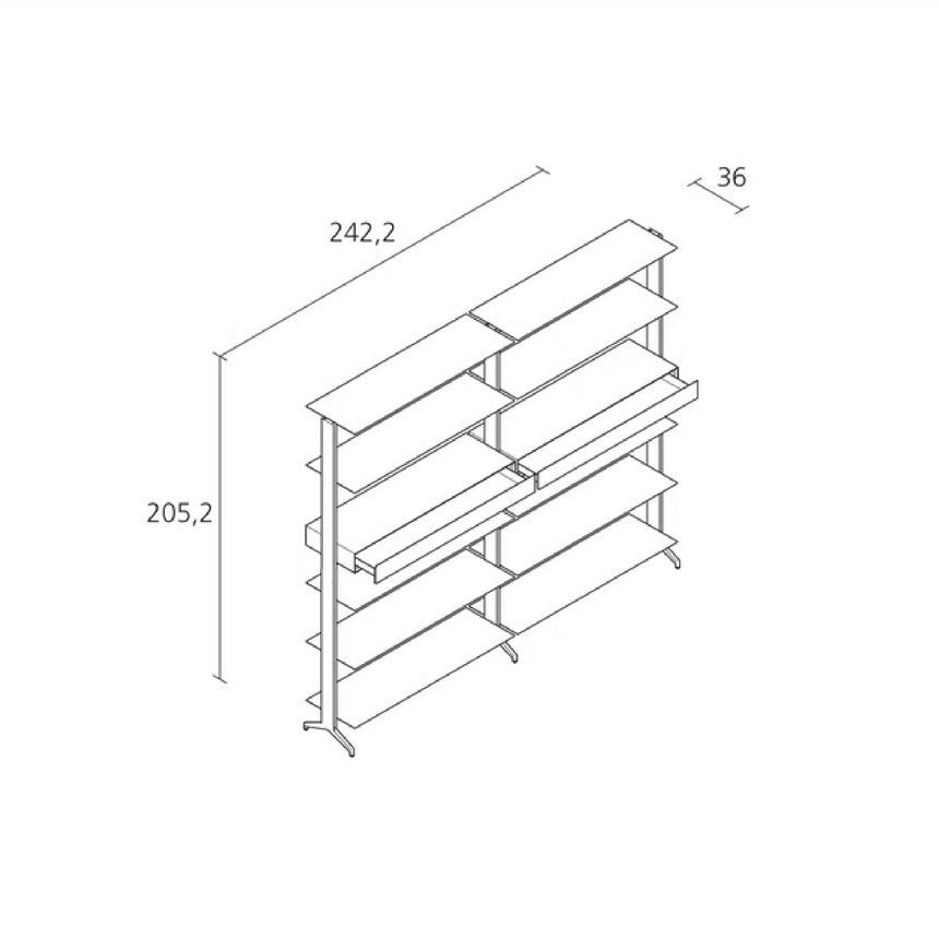 Extruded Aluminium 2-Drawer Bookshelf | Alias Aline | Italianfurniture.com