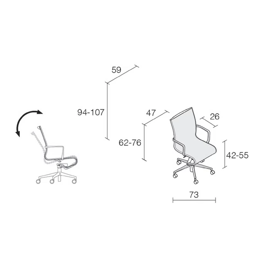 Wheeled Swivel Office Armchair | Alias Rollingframe | Italianfurniture.com