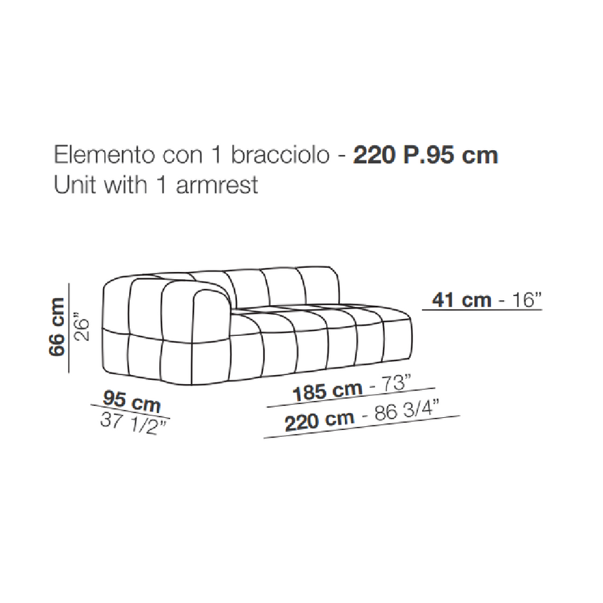 Square Stitched Modular Sofa | Arflex Strips | Italianfurniture.com