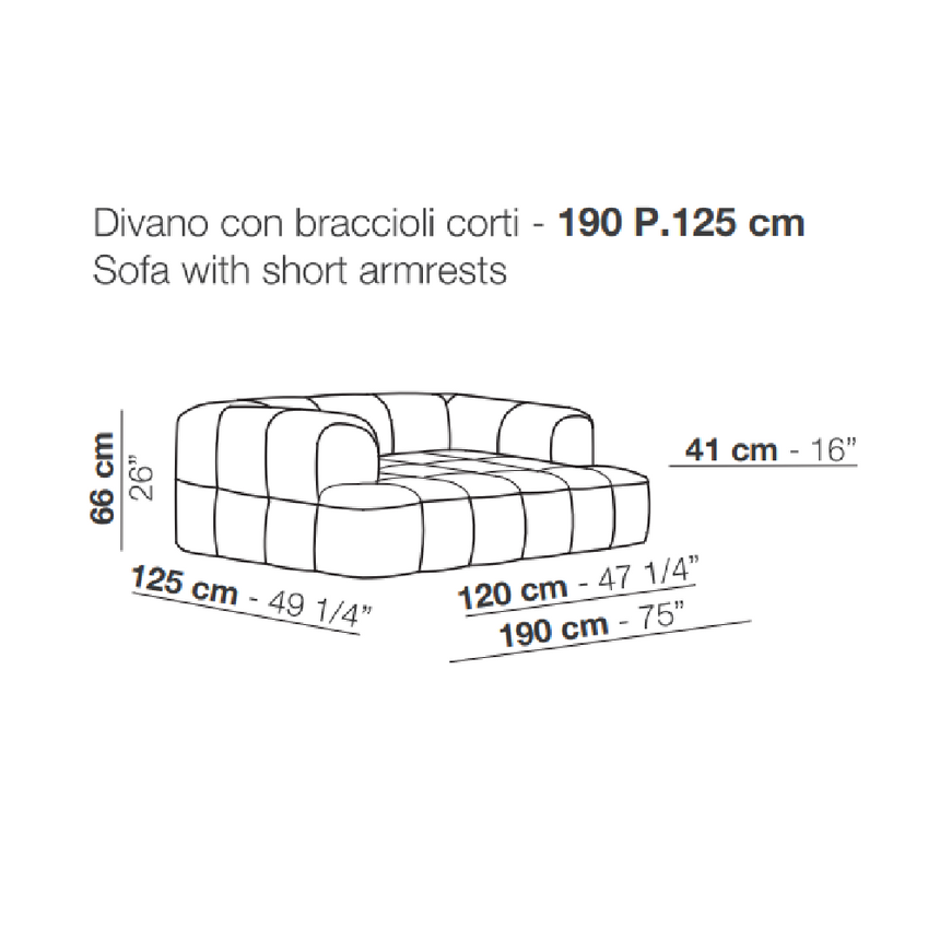 Short Armrest Fabric Sofa | Arflex Strips | Italianfurniture.com