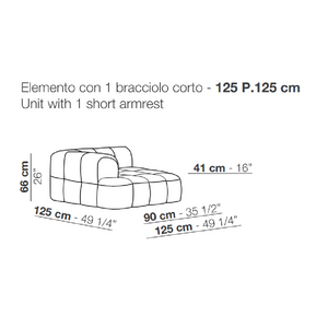 Short Armrest Modular Sofa | Arflex Strips | Italianfurniture.com