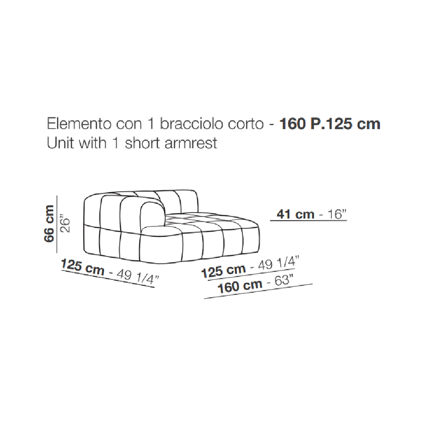 Short Armrest Modular Sofa | Arflex Strips | Italianfurniture.com