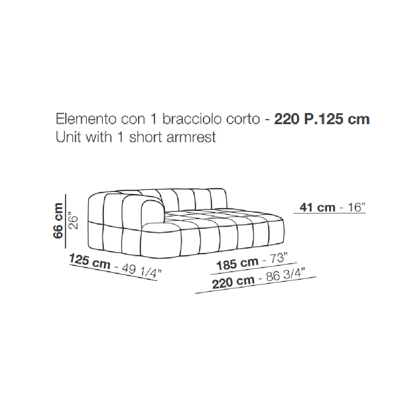 Short Armrest Modular Sofa | Arflex Strips | Italianfurniture.com