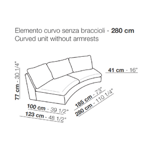 Fabric Upholstered Curved Sofa | Arflex Ben Ben | Italianfurniture.com