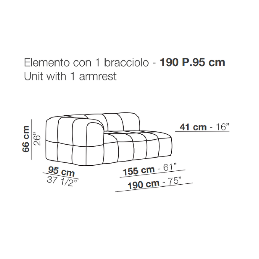 Square Stitched Modular Sofa | Arflex Strips | Italianfurniture.com