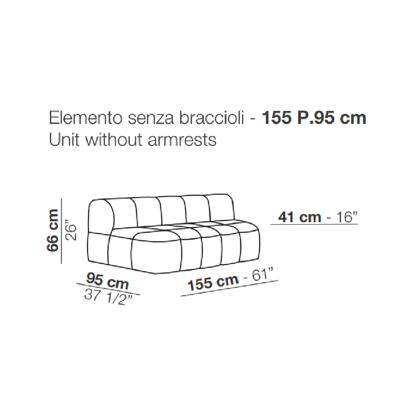 Square Stitched Modular Sofa | Arflex Strips | Italianfurniture.com