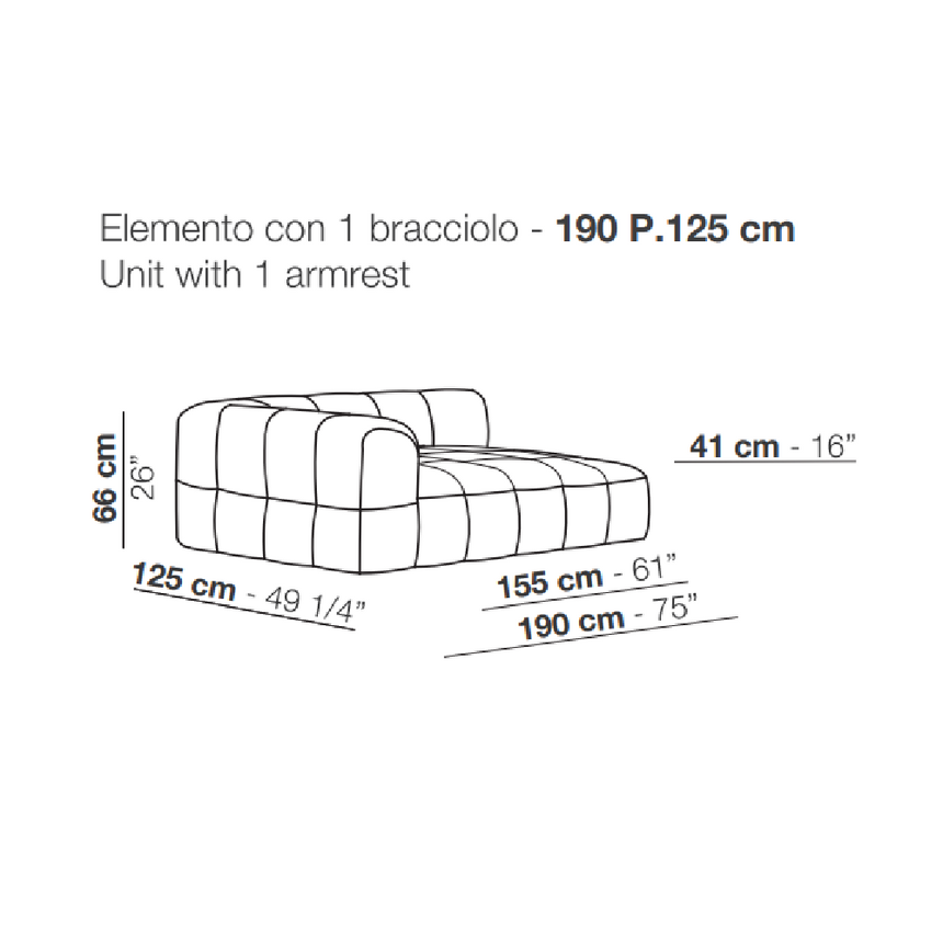 Modular Square Stitched Sofa | Arflex Strips | Italianfurniture.com