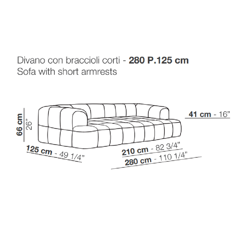 Short Armrest Fabric Sofa | Arflex Strips | Italianfurniture.com