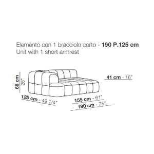 Short Armrest Modular Sofa | Arflex Strips | Italianfurniture.com