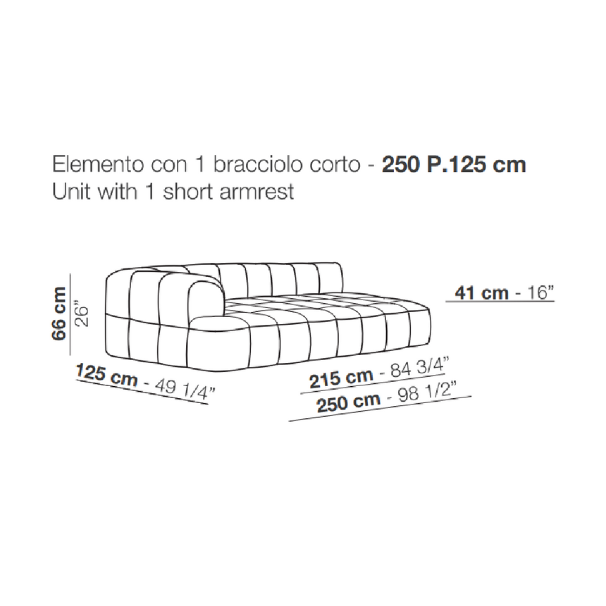 Short Armrest Modular Sofa | Arflex Strips | Italianfurniture.com
