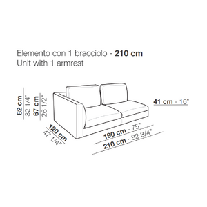 Neutral Toned High Armrest Sofa | Arflex Rendez-Vous | Italianfurniture.com