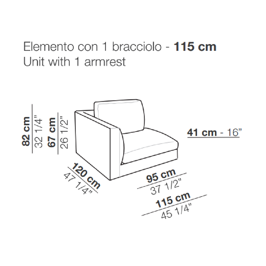 Neutral Toned High Armrest Sofa | Arflex Rendez-Vous | Italianfurniture.com