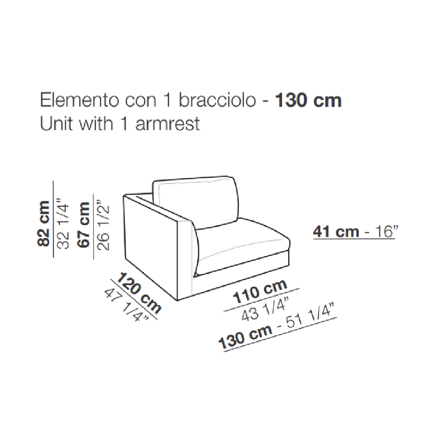 Neutral Toned High Armrest Sofa | Arflex Rendez-Vous | Italianfurniture.com