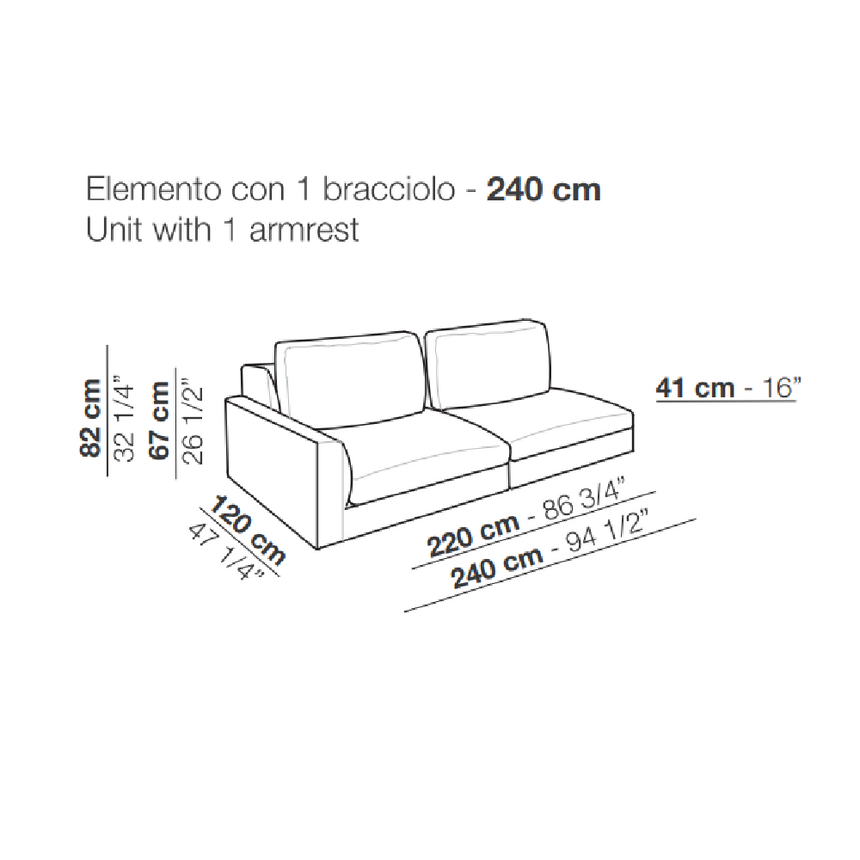 Neutral Toned Low Armrest Sofa | Arflex Rendez-Vous | Italianfurniture.com