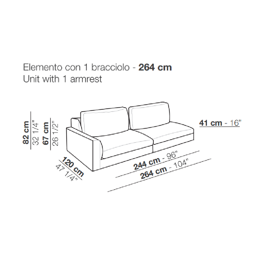 Neutral Toned Low Armrest Sofa | Arflex Rendez-Vous