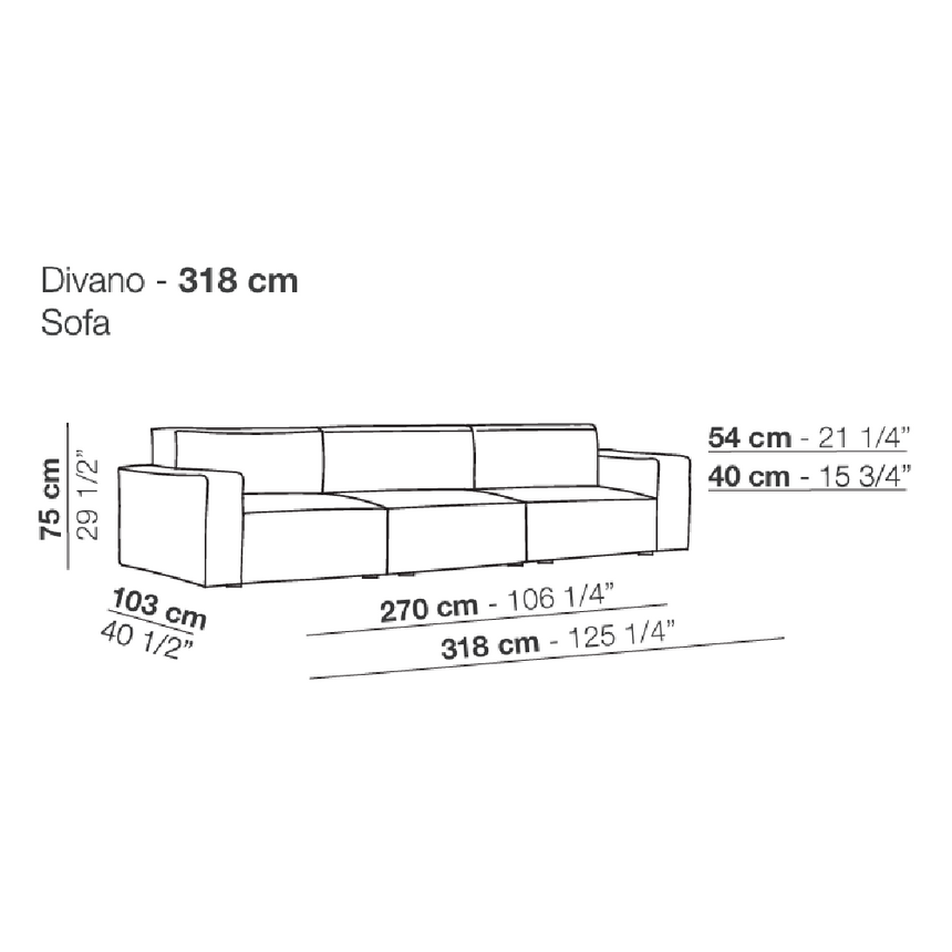 Piping Detail 3-Seater Sofa | Arflex Marechiaro | Italianfurniture.com