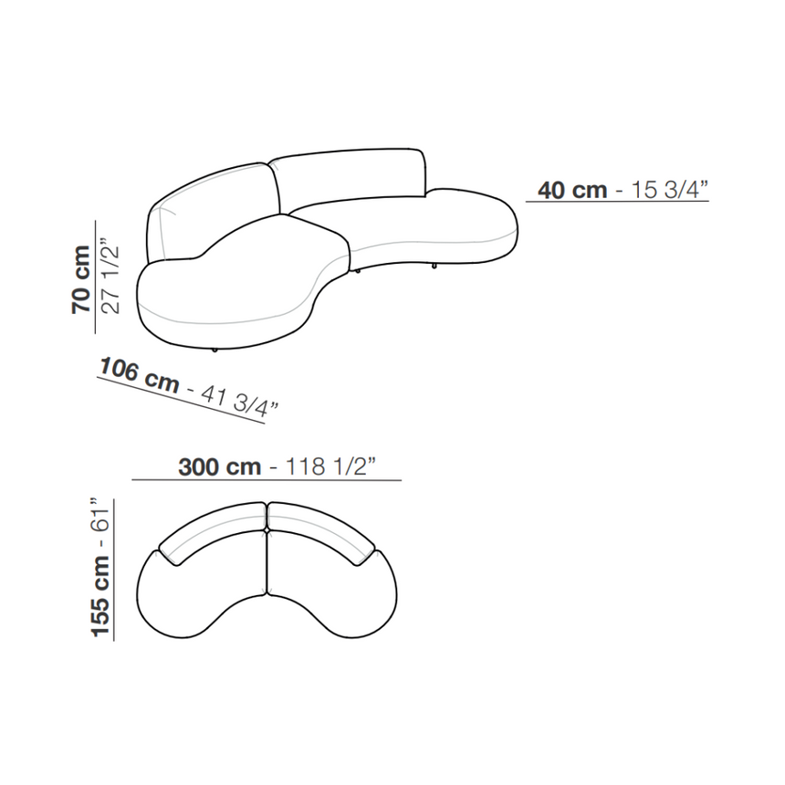 Curved Fabric Sofa | Arflex Tokio