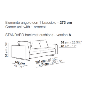 Single Armrest Corner Sofa | Arflex Lee