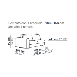 Single Armrest Minimalist Sofa | Arflex Leenus