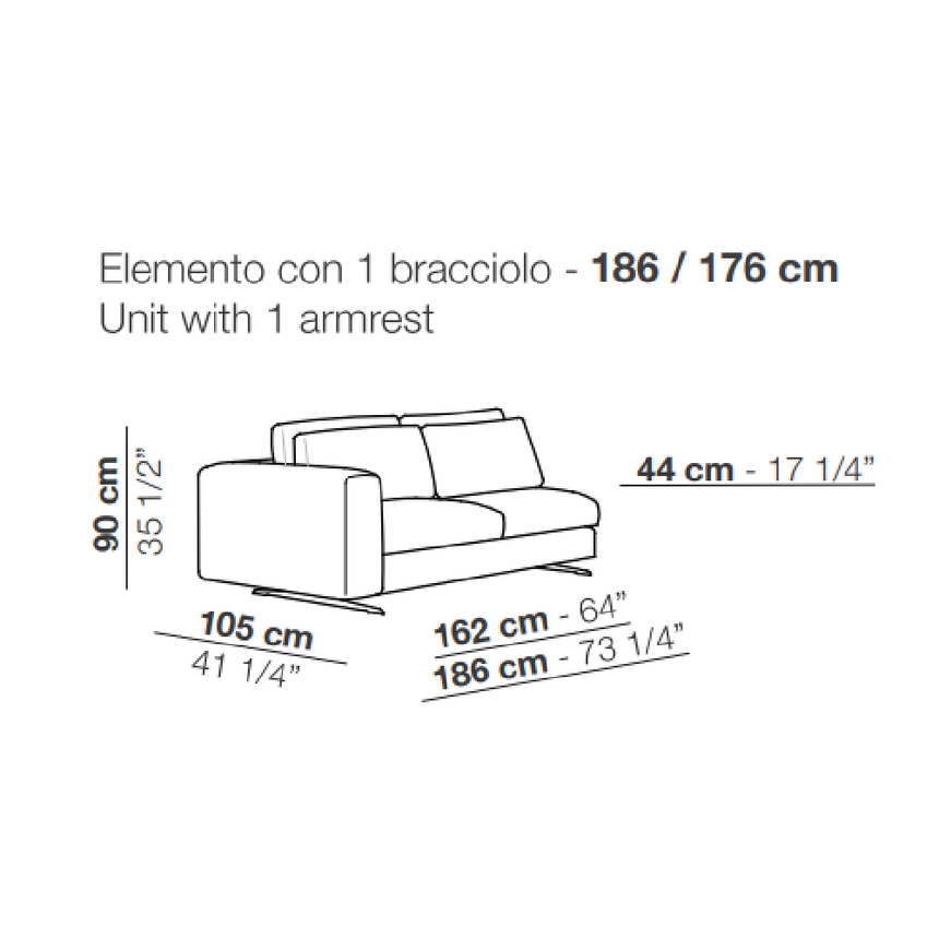 Single Armrest Minimalist Sofa | Arflex Leenus