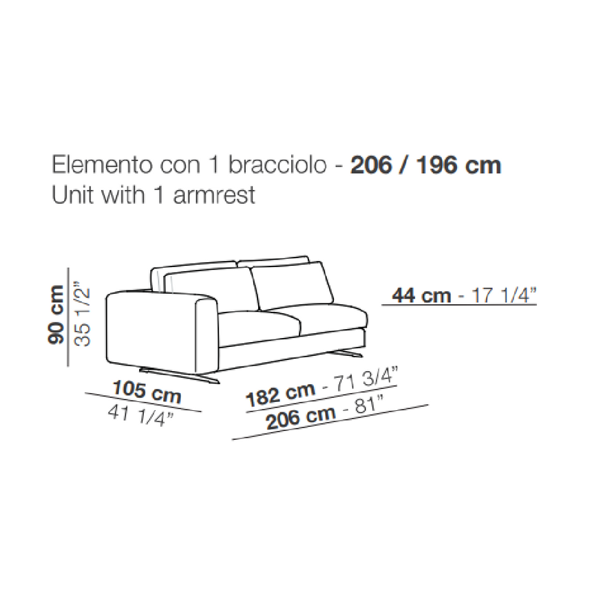 Single Armrest Minimalist Sofa | Arflex Leenus