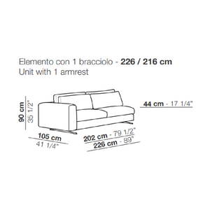 Single Armrest Minimalist Sofa | Arflex Leenus