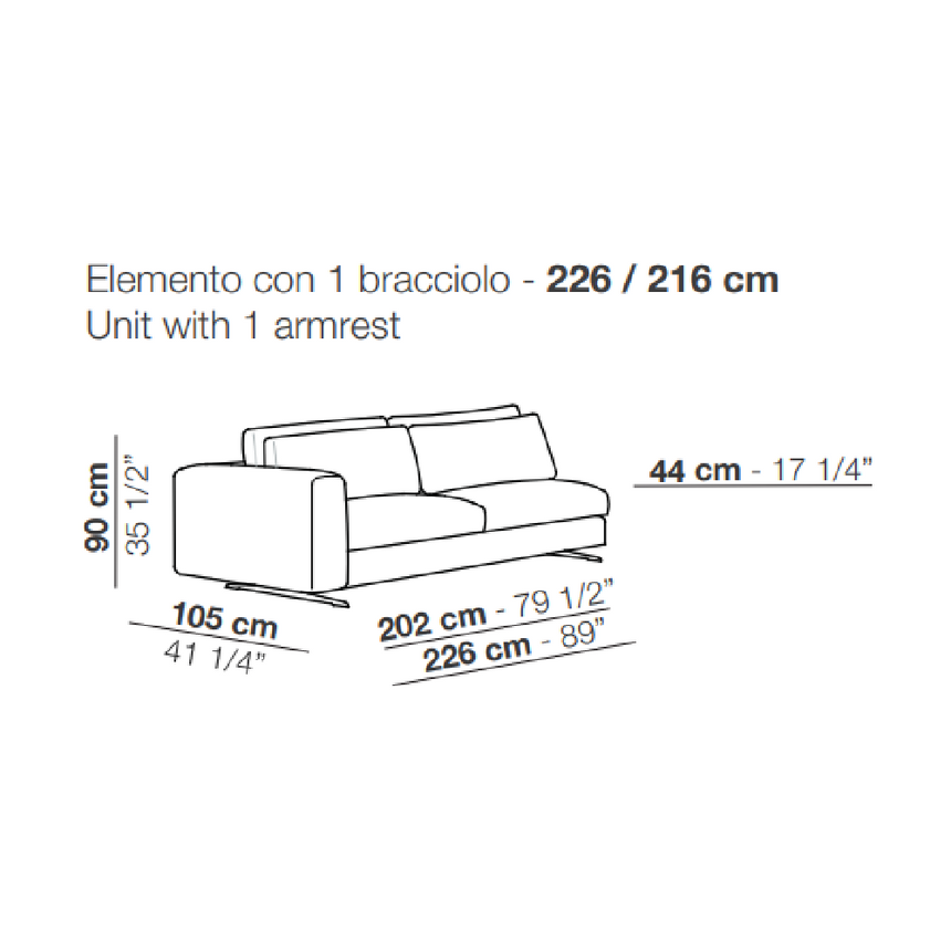 Single Armrest Minimalist Sofa | Arflex Leenus