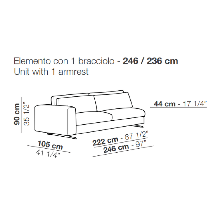 Single Armrest Minimalist Sofa | Arflex Leenus