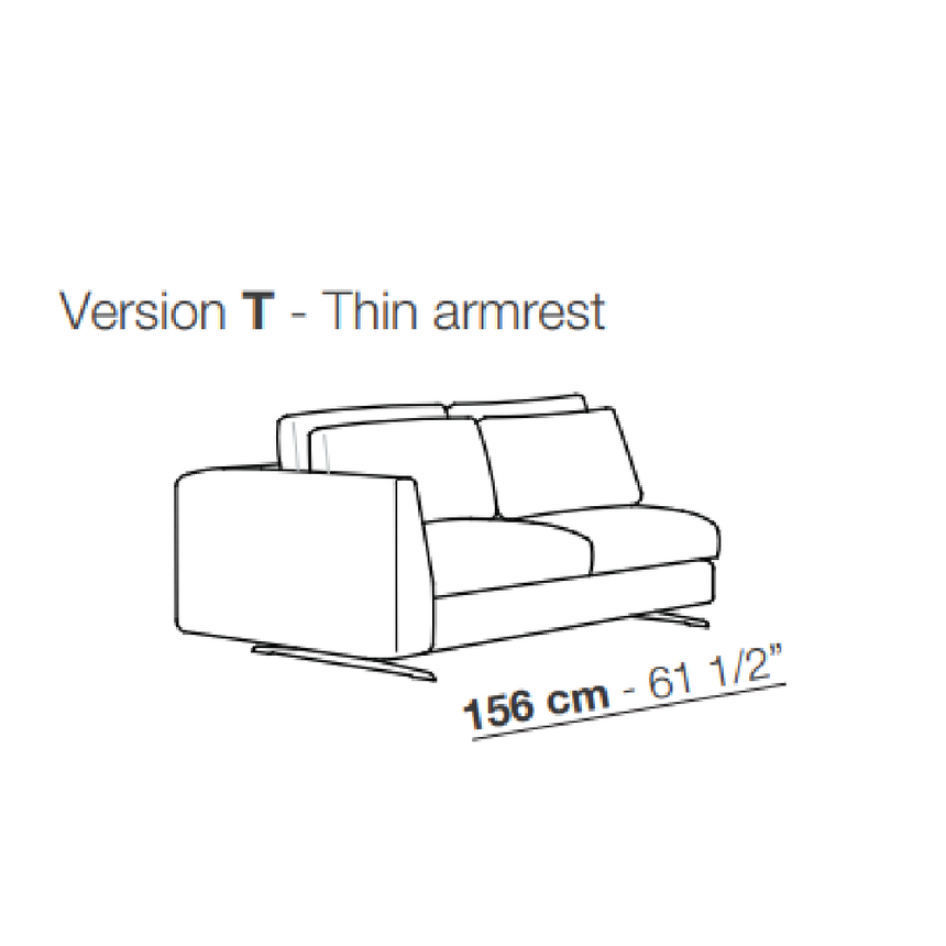 Single Armrest Minimalist Sofa | Arflex Leenus