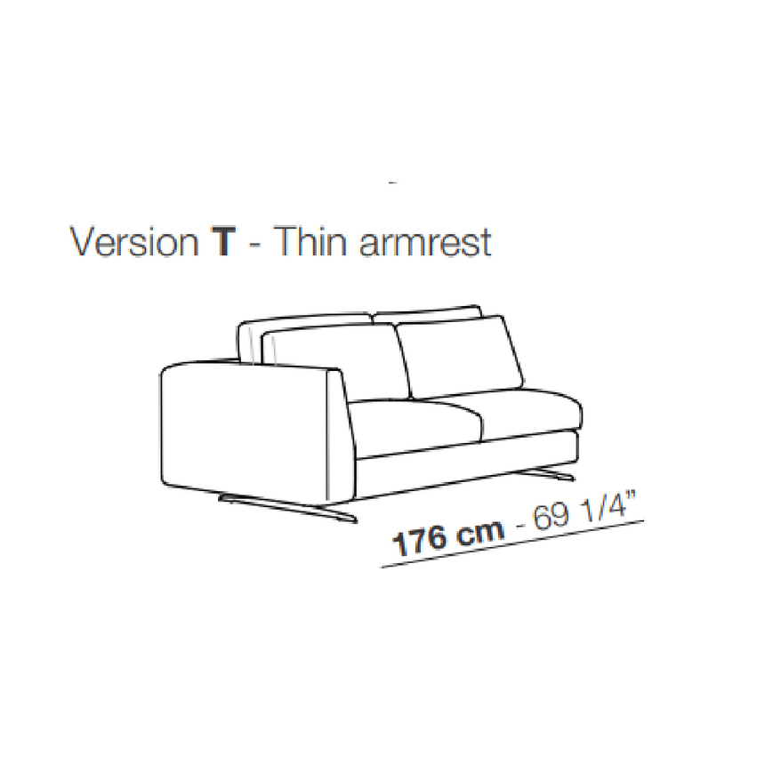 Single Armrest Minimalist Sofa | Arflex Leenus