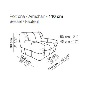 Chanelled Fabric Lounge Armchair | Arflex Strips 77 | italianfurniture.com