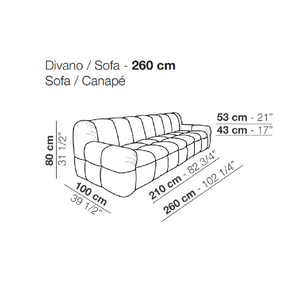 Chanelled Fabric Sofa | Arflex Strips 77 | Italianfurniture.com