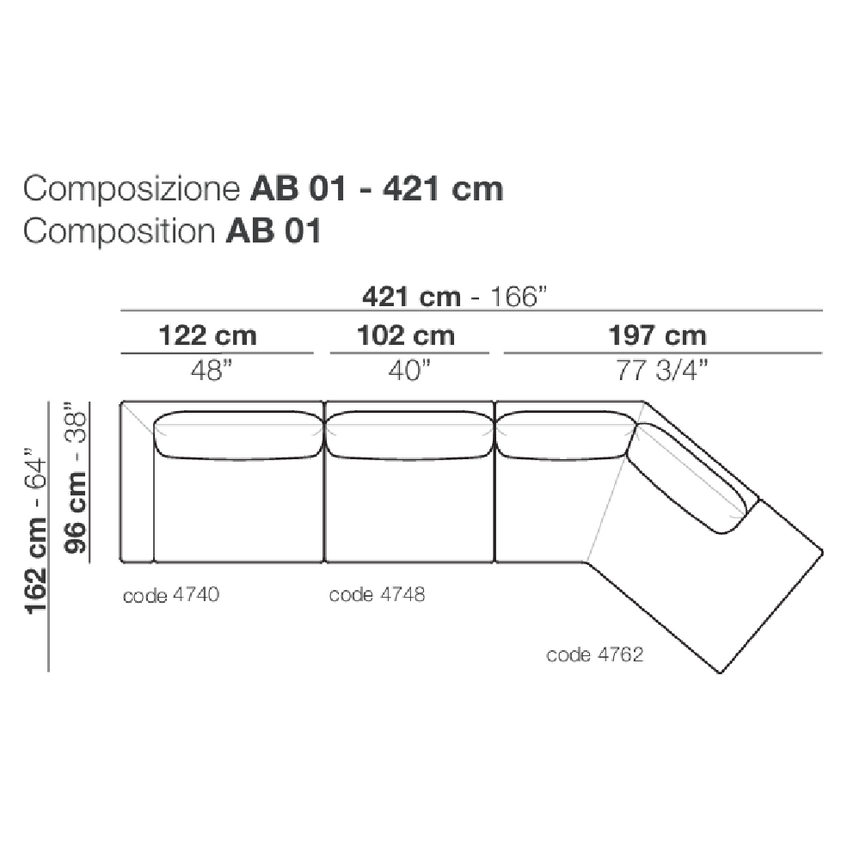 Asymmetrical Minimalist Modular Sofa | Arflex Bel Air