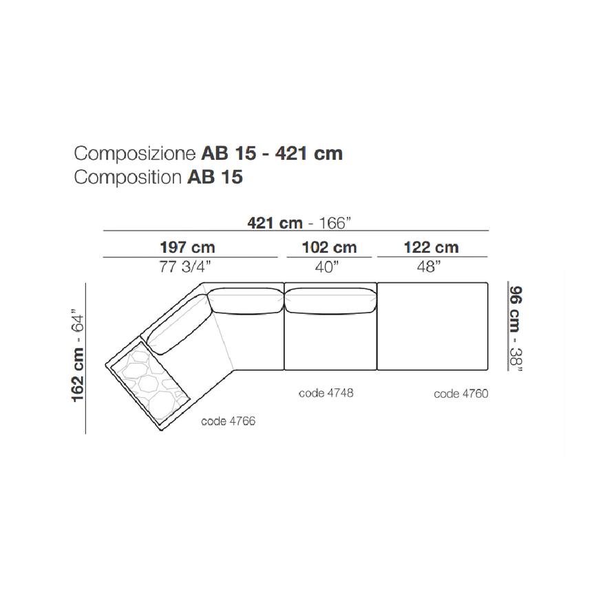 Armless Modular Table Sofa | Arflex Bel Air | Italianfurniture.com