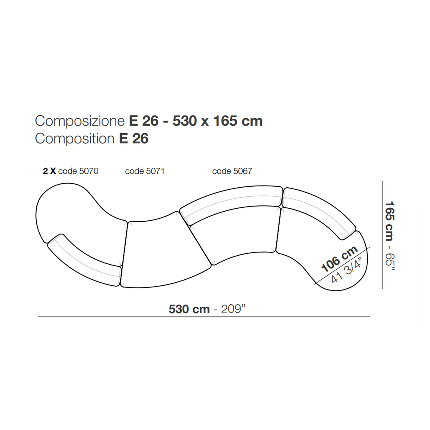 Curved Modular Armless Sofa | Arflex Edo | Italianfurniture.com
