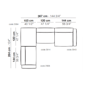 Assymetrical Piped Modular Sofa | Arflex | Italianfurniture.com