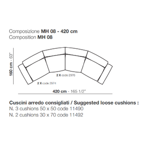 Piped Curve 3-Module Sofa | Arflex Marechiaro