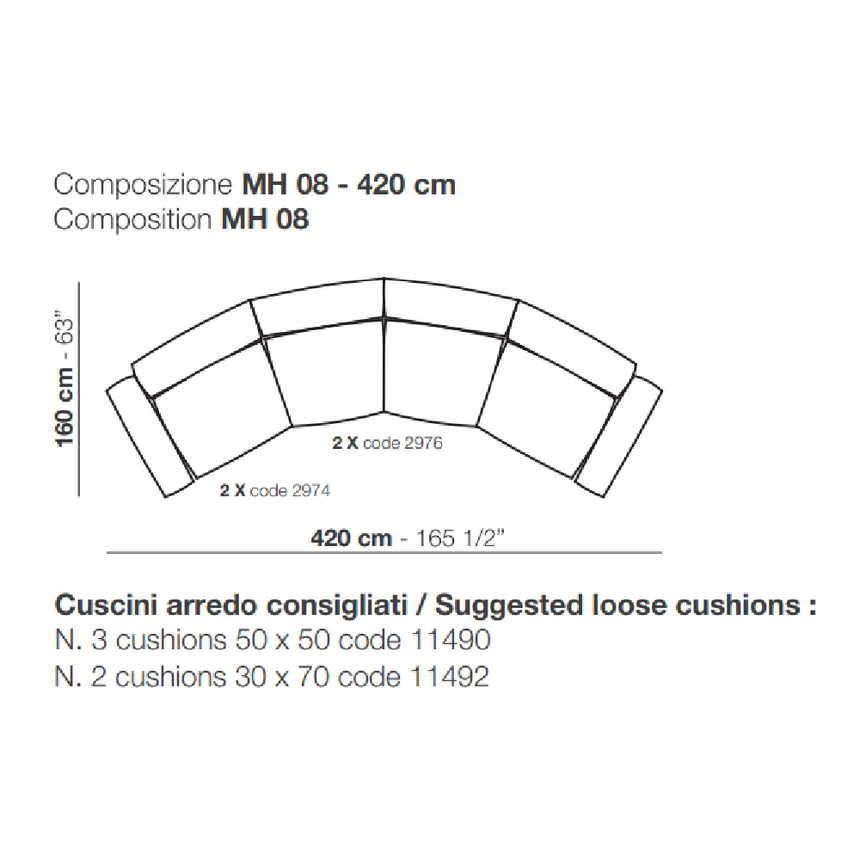 Piped Curve 3-Module Sofa | Arflex Marechiaro