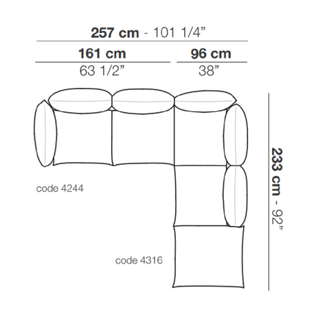 Pillow-Style Angled Modular Sofa | Arflex Marenco | Italianfurniture.com