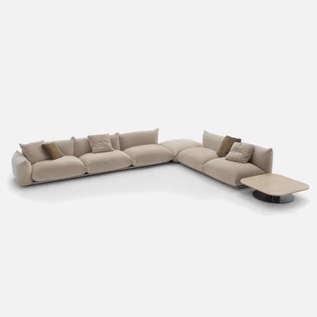 Pillow-Style Modular Sofa with Ottoman | Arflex Marenco