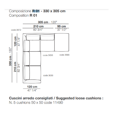 Angled Modular Sofa with Ottoman | Arflex | ItalianFurniture.com