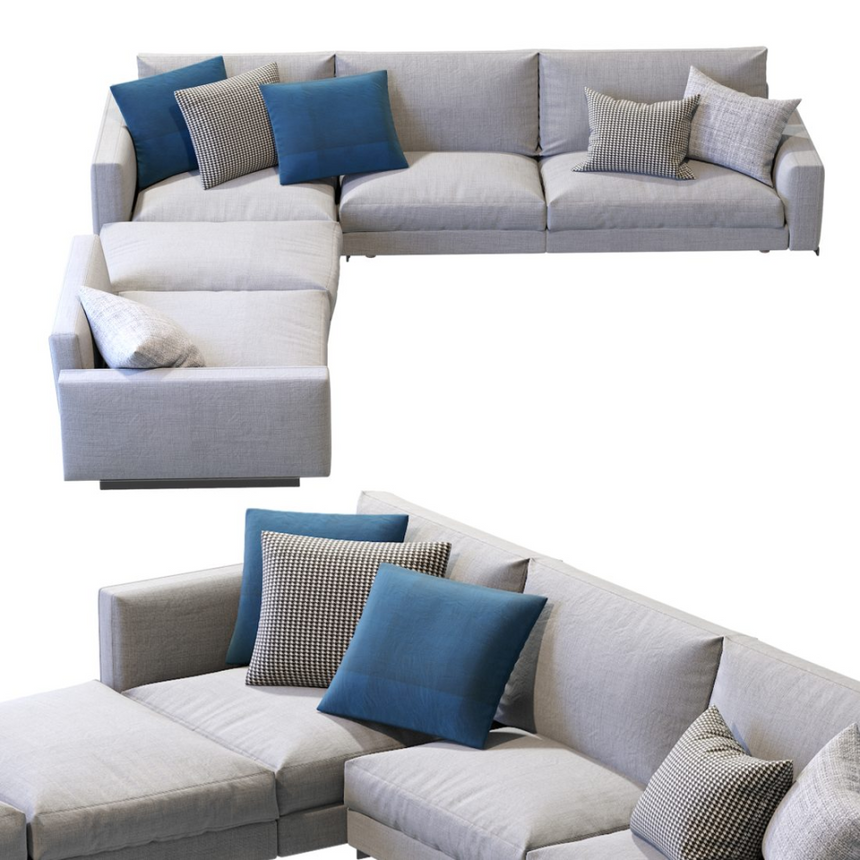 Modular Angled Sofa with Ottoman | Arflex Rendez-Vous