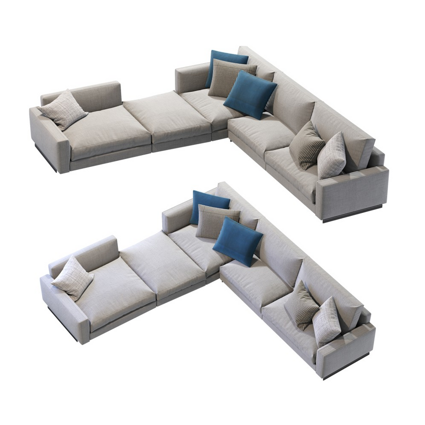 Modular Angled Sofa with Ottoman | Arflex Rendez-Vous