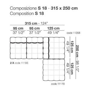 Channeled L-Shaped 4-Module Sofa | Arflex Strips