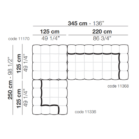 Modular L-Shaped Sofa with Ottoman | Arflex Strips