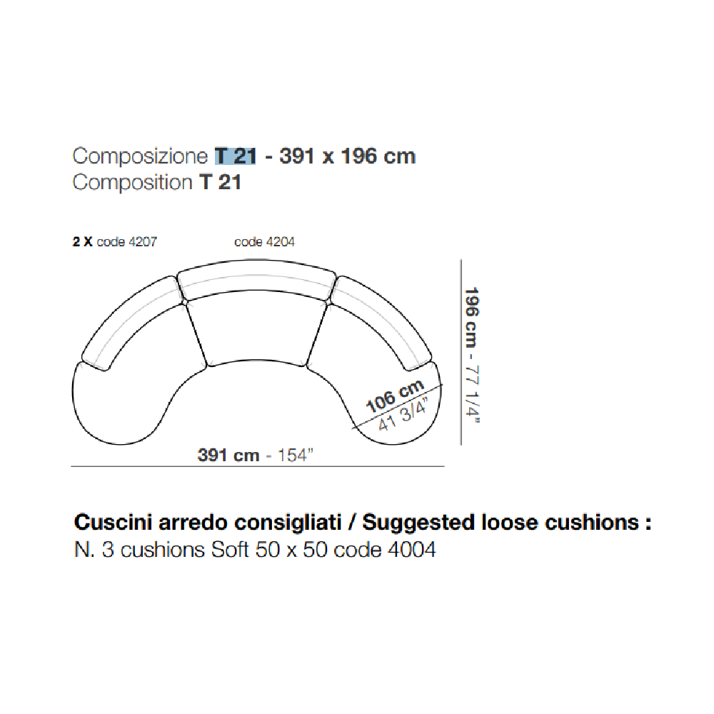 Modular Curved Isle Sofa | Arflex Tokio | Italianfurniture.com