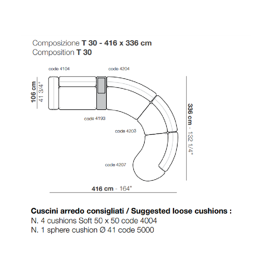 Modular J-Shaped Sofa with Table | Arflex Tokio